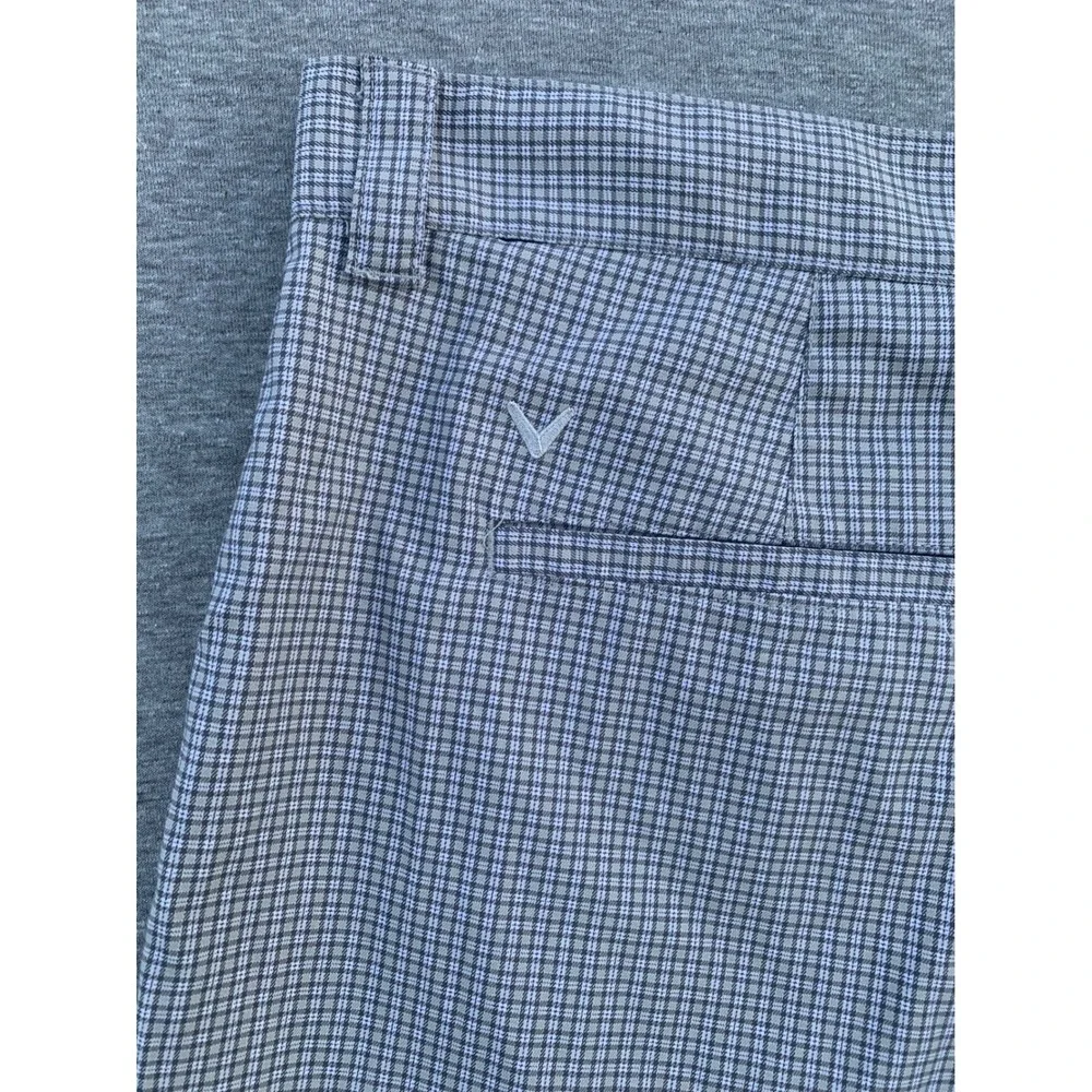 Callaway Mens Blue Gingham Plaid Golf Shorts Stretch Performance Size 38